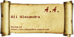 Ali Alexandra névjegykártya